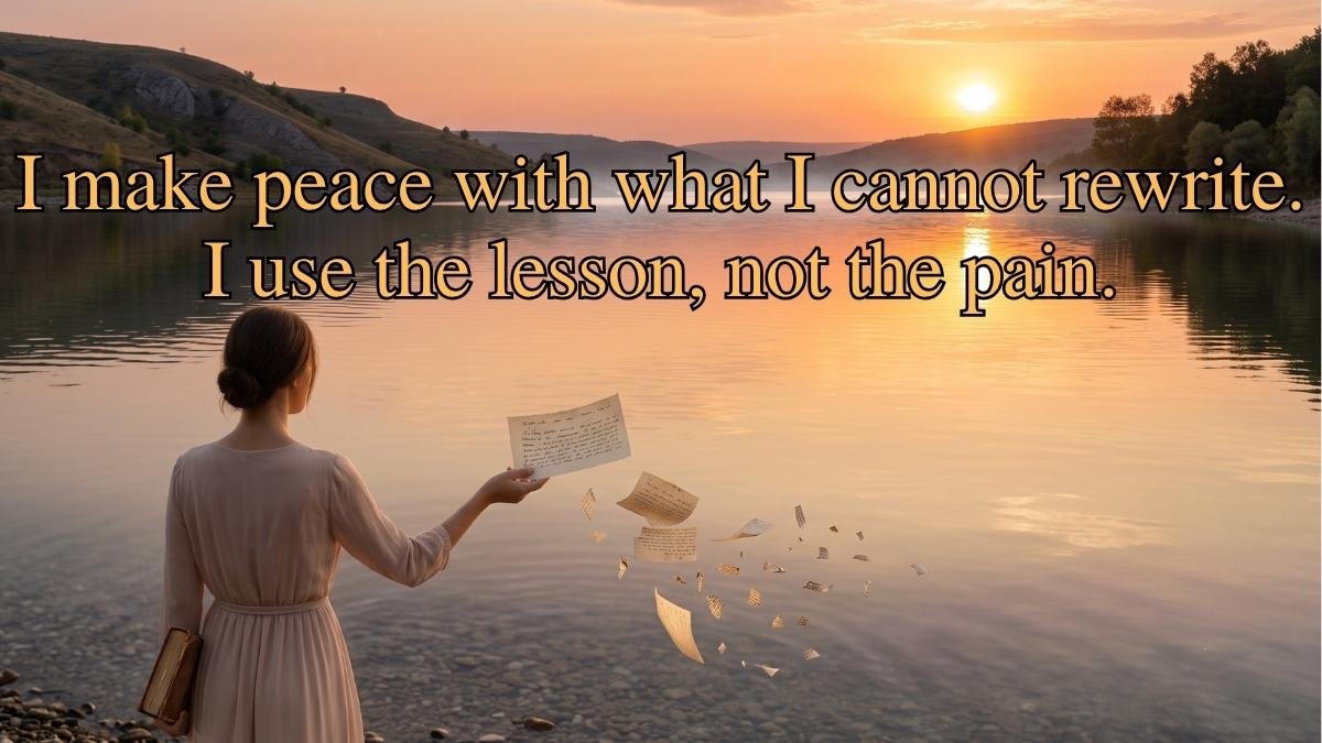 “I make peace with what I cannot rewrite. I use the lesson, not the pain.”