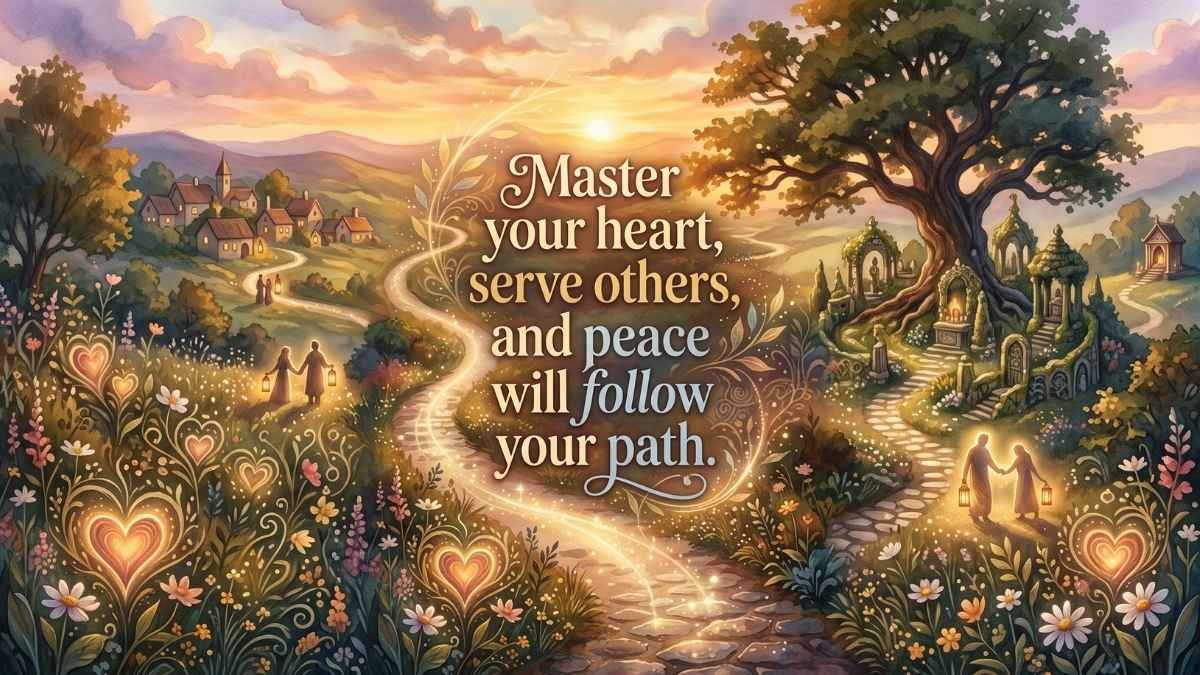 Master your heart, serve others, and peace will follow your path